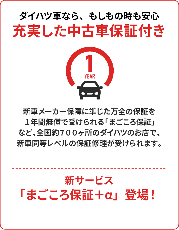 ダイハツ車なら、もしもの時も安心 充実した中古車保証付き
